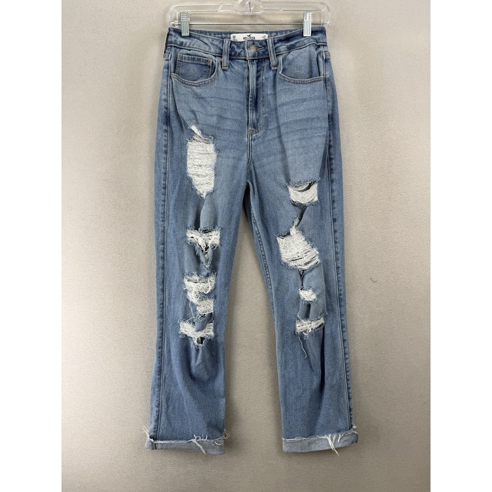 Hollister Curvy Ultra High Rise Vintage Straight Jeans Distressed 27 Stretch